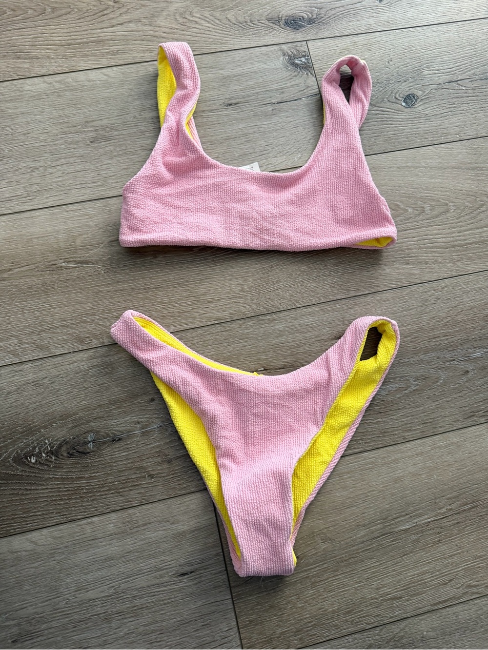 Daily Drills Pink & Yellow Reversible Bikini Set - Picture 4 of 6